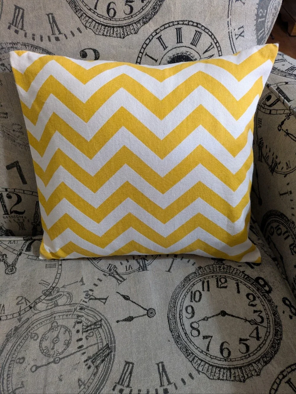 Handmade Yellow and White Chevron Pillow Covers - Set of 2